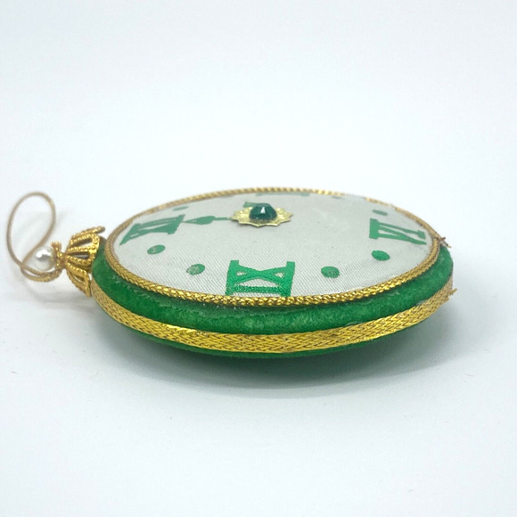 Vintage Frankel Clock Ornaments Red Green Felt 2-1/2 inches - Picture 12 of 15